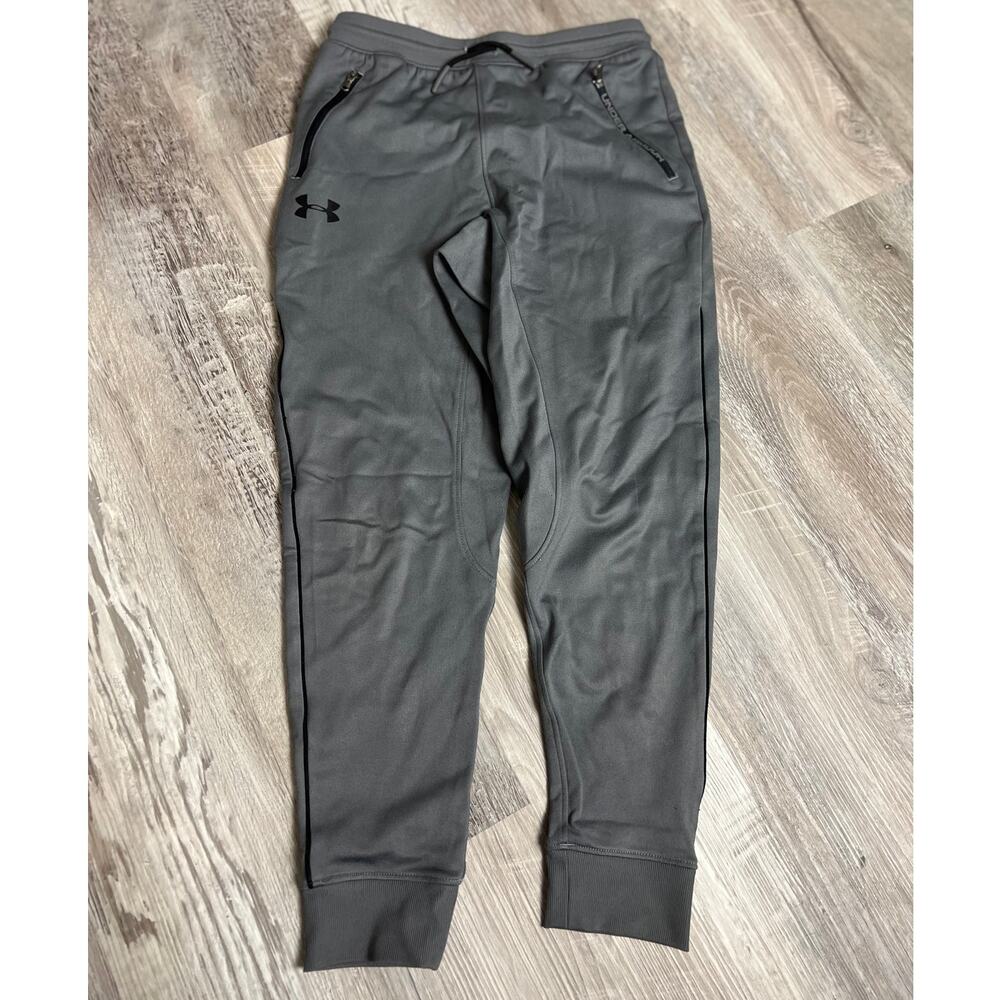 Under Armour Youth Gray Jogger Pants Medium HeatGear Streetwear Athleisure